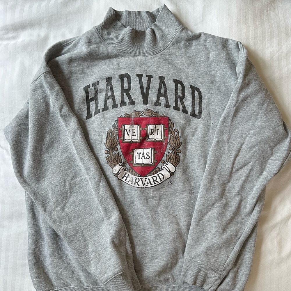 Gray Harvard Mock Neck Sweatshirt